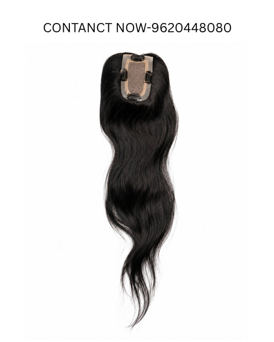  Mirage Scalp Topper for women 22 inch. Image of a hair patch product with contant us number 9620448080 for haircraft luxe 